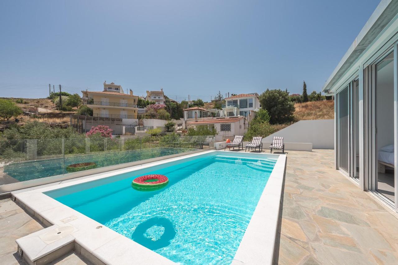 Villa Luna Private Heated Hydro Pool Bbq Beach 4Min Agia Marina Mikrolimanou Eksteriør billede